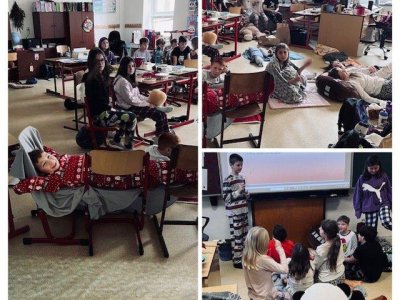 Pyžemová párty 4. a 5. třídy před Vánoci